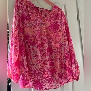 Lily Pulitzer Elsa silk blouse. Pink. Size S